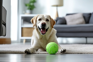 Labrador playing ball in Northern VA