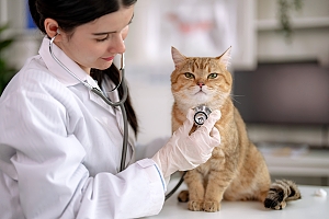 Orange cat at vet 