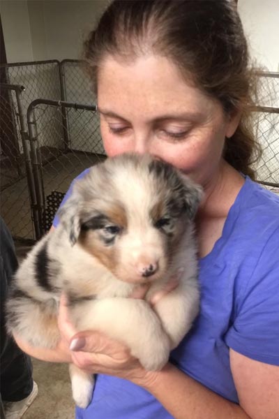 Mary with a puppy