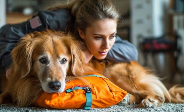 Northern Virginia pet sitter administering first aid to a pet in an emergency