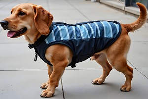 dog cooling vest on walk