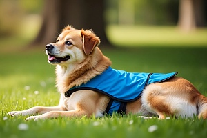 dog wearing cooling vest