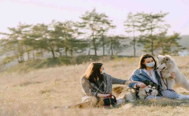 Female Friends-Resting with Dogs in Fairfax, VA