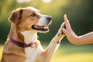 dog enjoying with owner